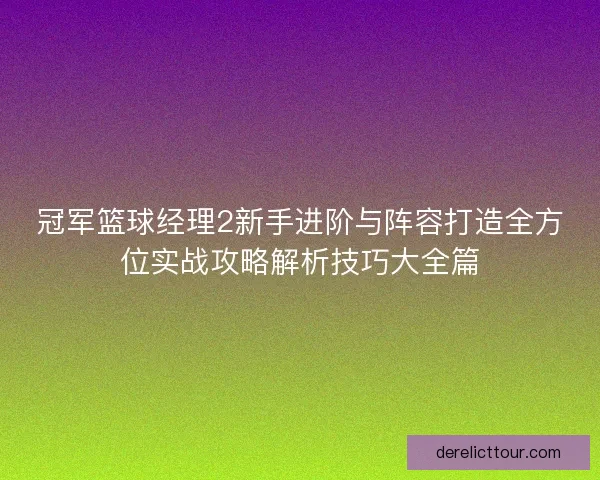 冠军篮球经理2新手进阶与阵容打造全方位实战攻略解析技巧大全篇